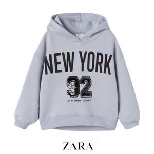 ZARA Kids | Mid Blue | NEW YORK SEQUINED PLUSH SWEATSHIRT
